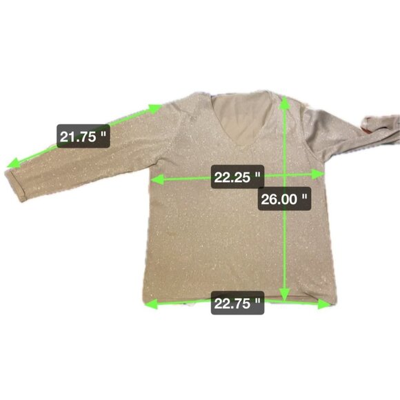 Additions by Chico's Gold Metallic V Neck Long Sleeve Knit Sweater Sz XL - Picture 7 of 8